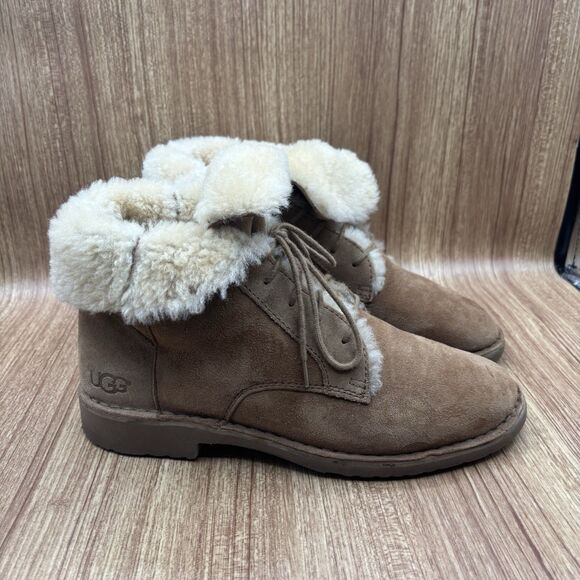 UGG QUINCY WOMEN ANKEL BOOTS SUEDE CHESTNUT US 9.5/ UK 7.5 /EU 40.5 - Picture 1 of 11